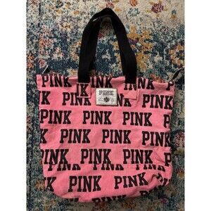Victoria’s Secret PINK Large Canvas Reusable Tote Bag Gym Shopping Beach Y2K